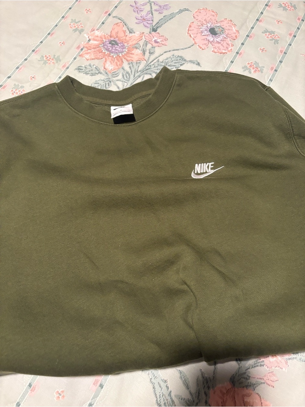 Nike Olive Green Crewneck Sweatshirt with White Logo